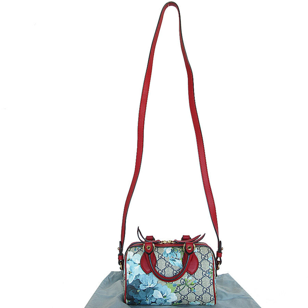 Gucci Leather Gold GG Shoulder Bloom Blue Bag Red Flower Crossbody